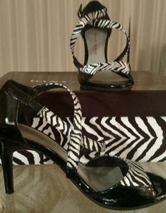 Black/ Zebra Open Toe Heels